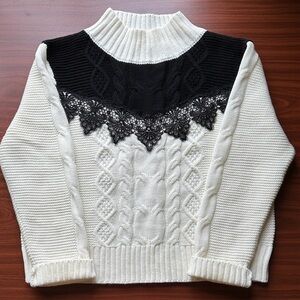 Chic Black and White Women's Turtleneck Sweater